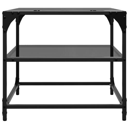 Sofabord med sort glastop 50x50x45 cm stål