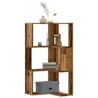 Bogreol til hjørne 50x50x102 cm 3 hylder konstrueret træ