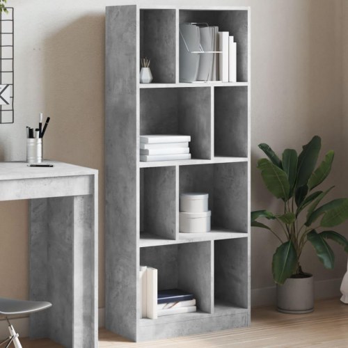 Bogreol 57x28,5x141 cm konstrueret træ betongrå