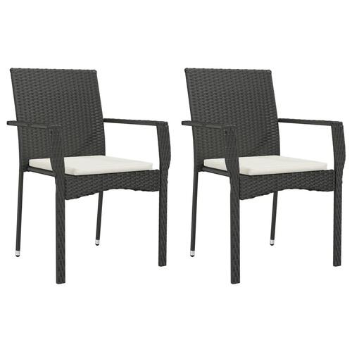 Spisebordssæt til haven 7 dele med hynder polyrattan sort