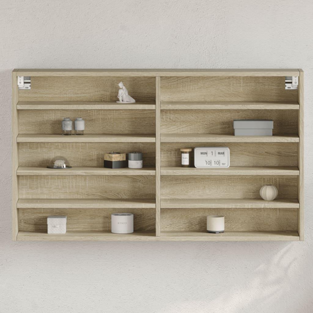Vitrineskab 100x15x58 cm konstrueret træ sonoma-eg