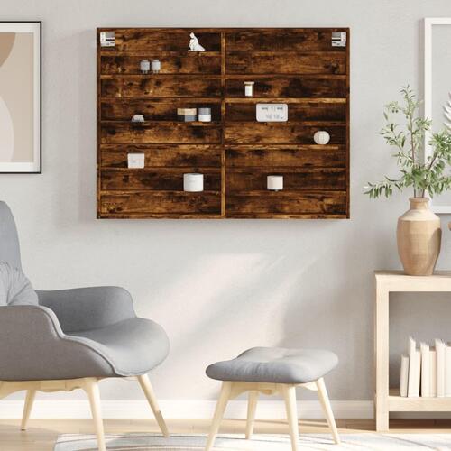 Vitrineskab 100x8,5x75 cm konstrueret træ røget egetræsfarve