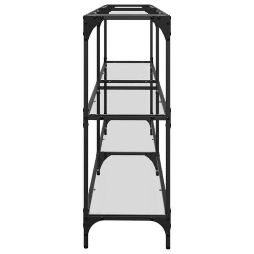 Konsolbord med transparent glastop 194,5x30x81 cm stål