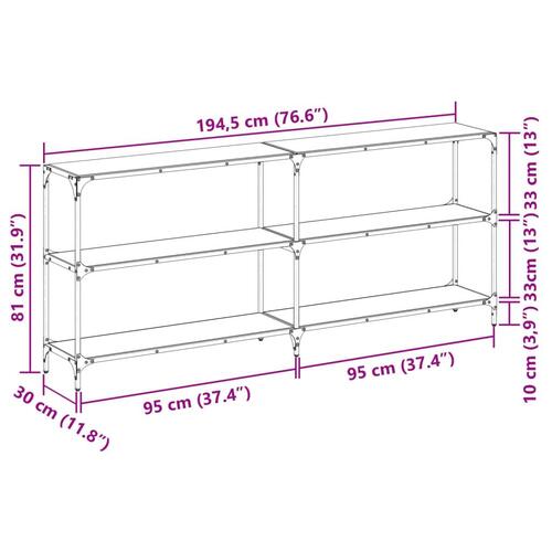 Konsolbord med transparent glastop 194,5x30x81 cm stål