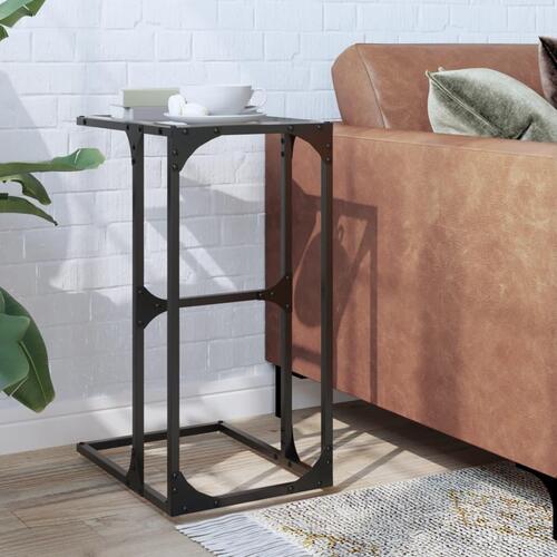 Sidebord med transparent glastop 40x30x61,5 cm stål