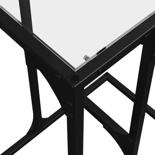 Sidebord med transparent glastop 40x30x61,5 cm stål