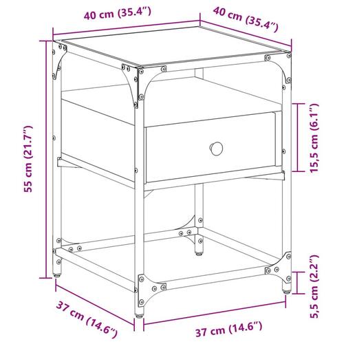 Sengeborde 2 stk. 40x40x55 cm konstrueret træ brunt egetræ