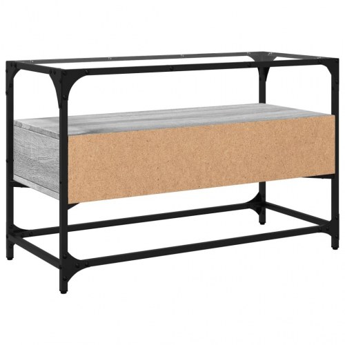 Tv-bord med glasplade 80x35x51 cm konstrueret træ grå sonoma-eg