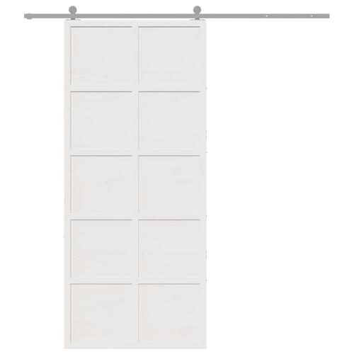 Skydedør 90x208 cm massivt fyrretræ hvid