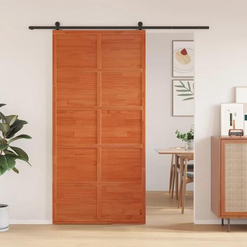 Skydedør 100x208 cm massivt fyrretræ gyldenbrun