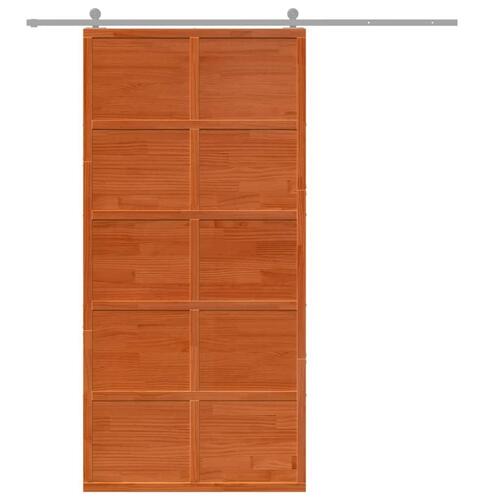 Skydedør 100x208 cm massivt fyrretræ gyldenbrun