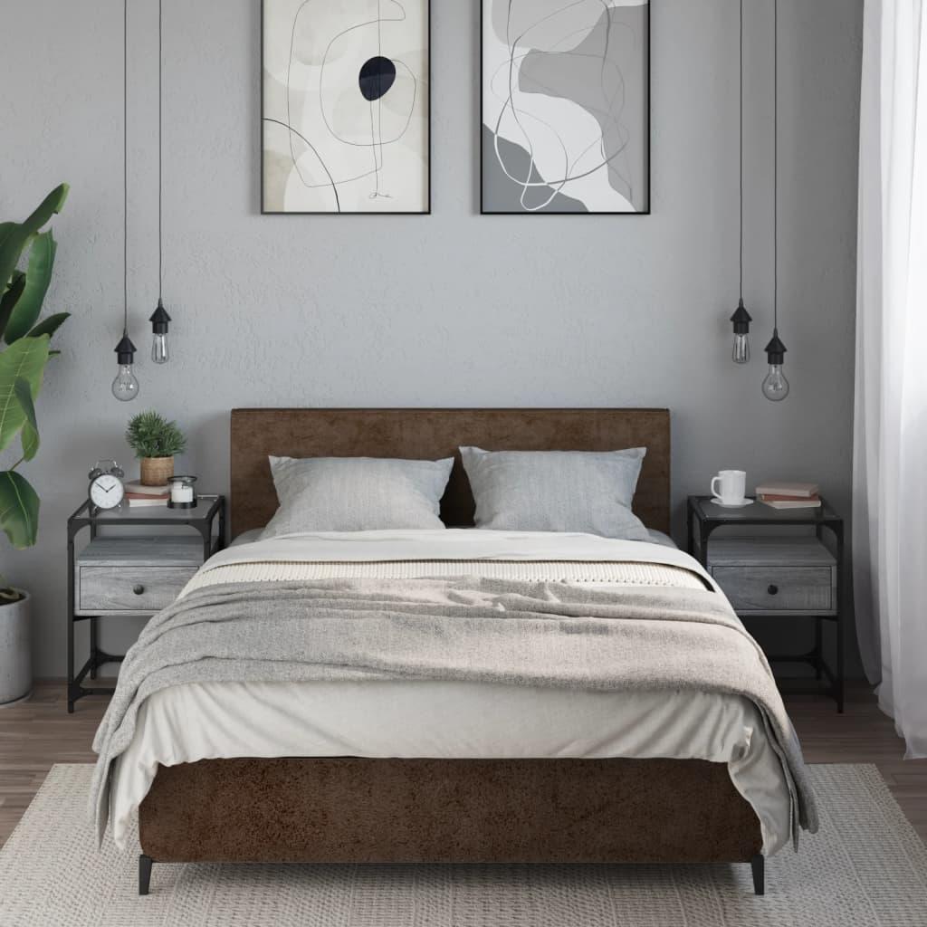 Sengeborde 2 stk. 40x40x55 cm konstrueret træ grå sonoma-eg