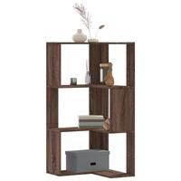 Bogreol til hjørne 50x50x102 cm 3hylder konstrueret træ brun eg