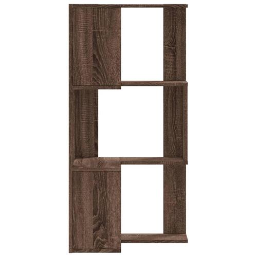 Bogreol til hjørne 50x50x102 cm 3hylder konstrueret træ brun eg