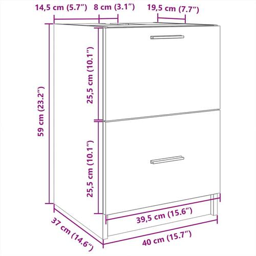 Underskab til håndvask 40x37x59 cm konstrueret træ sonoma-eg