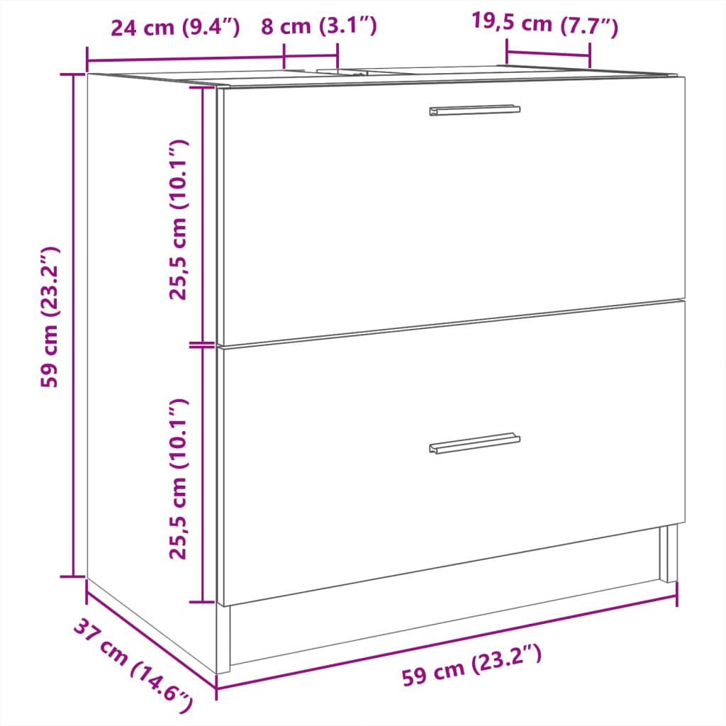 Underskab til håndvask 59x37x59 cm konstrueret træ hvid