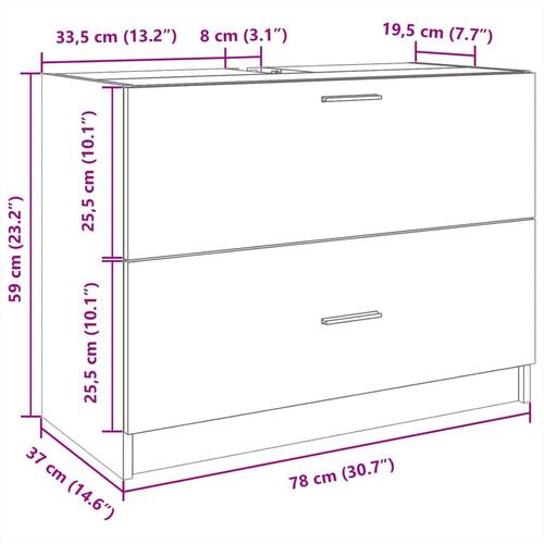 Underskab til håndvask 78x37x59 cm konstrueret træ hvid