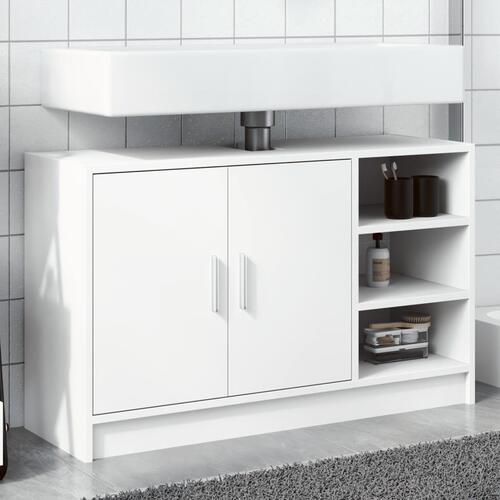 Underskab til håndvask 90x29x55 cm konstrueret træ hvid