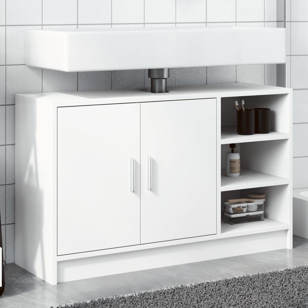 Underskab til håndvask 90x29x55 cm konstrueret træ hvid