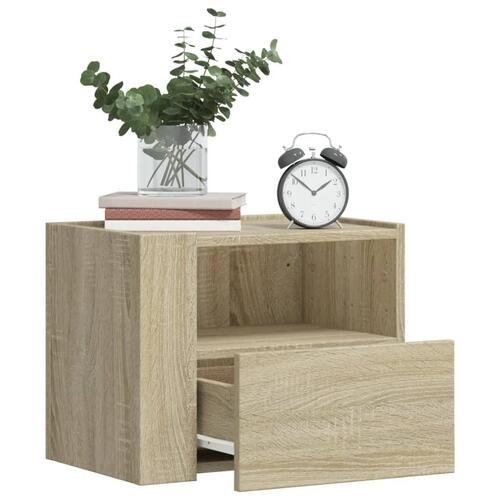 Væghængte sengeborde 2 stk. 45x30x35 cm sonoma-eg