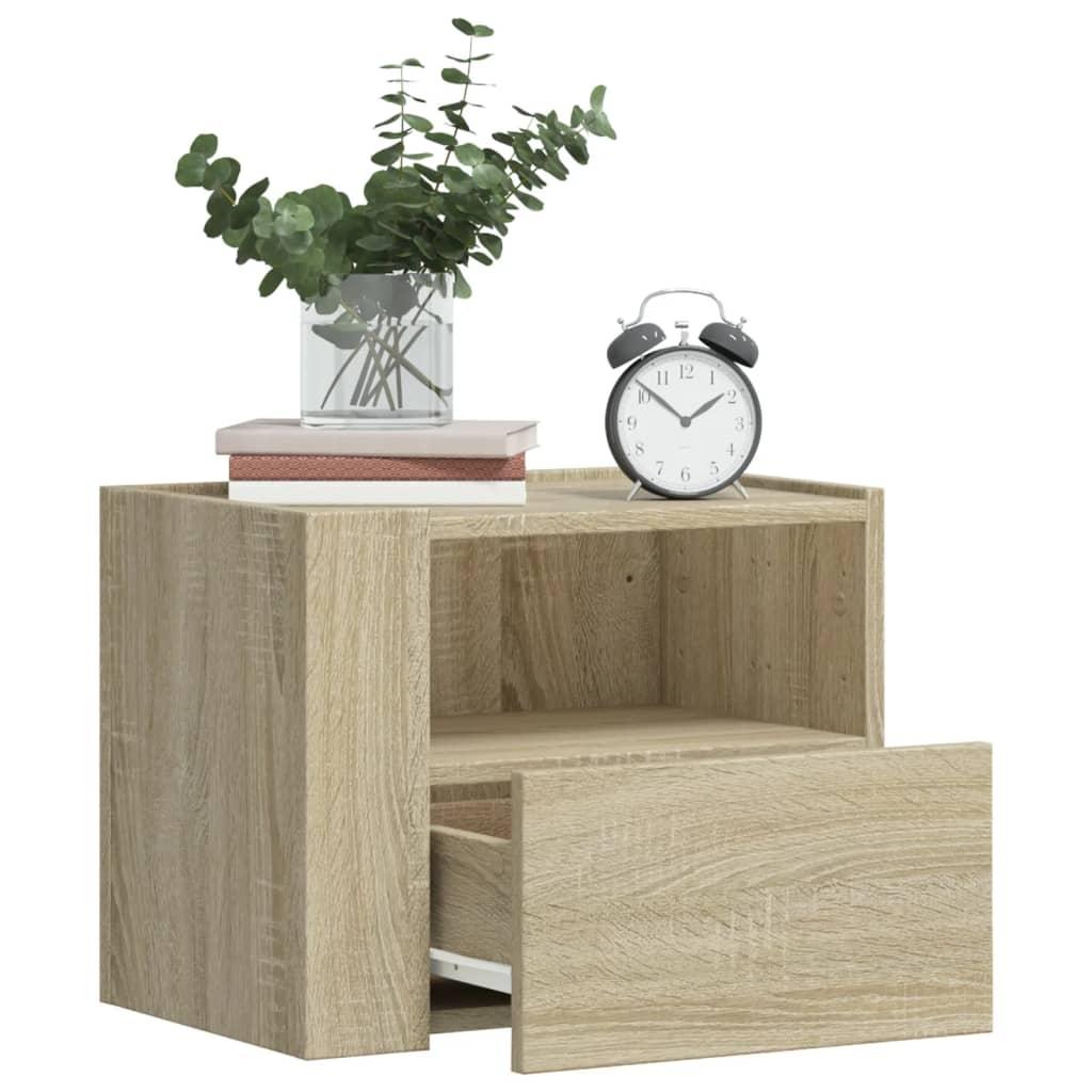 Væghængte sengeborde 2 stk. 45x30x35 cm sonoma-eg
