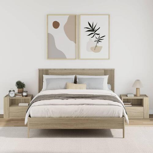 Væghængte sengeborde 2 stk. 45x30x35 cm sonoma-eg