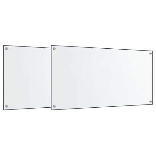 Stænkplader 2 stk. 80x60 cm hærdet glas gennemsigtig