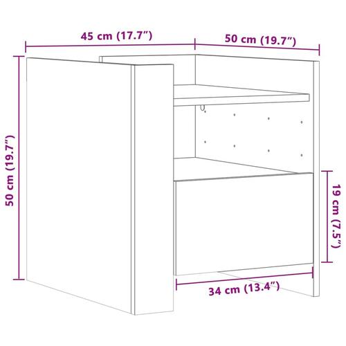Sengebord 45x50x50 cm konstrueret træ betongrå
