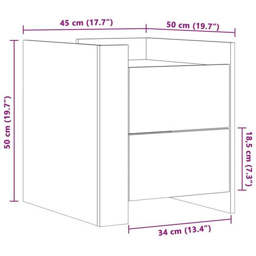 Sengebord 45x50x50 cm konstrueret træ sonoma-eg