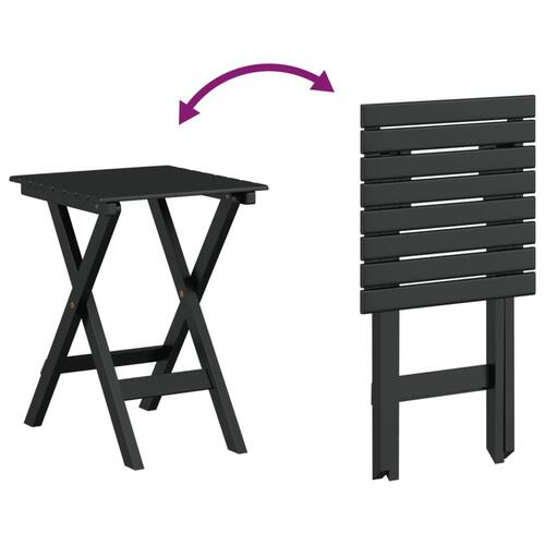 Gyngestole 2 stk. med klapbord massivt poppeltræ sort