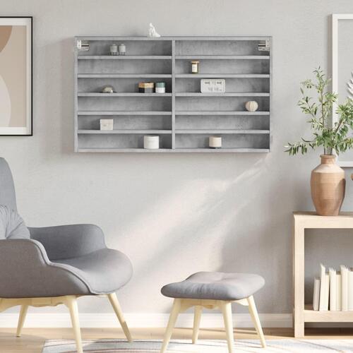 Vitrineskab 100x8,5x58 cm konstrueret træ betongrå