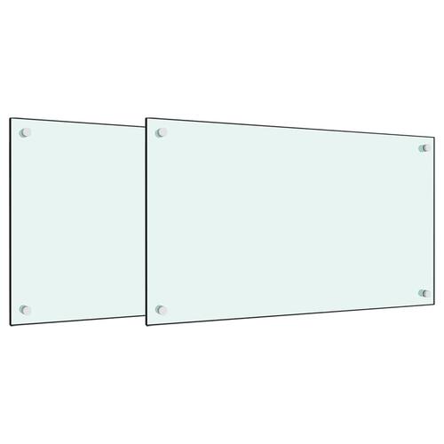 Stænkplader 2 stk. 70x40 cm hærdet glas hvid