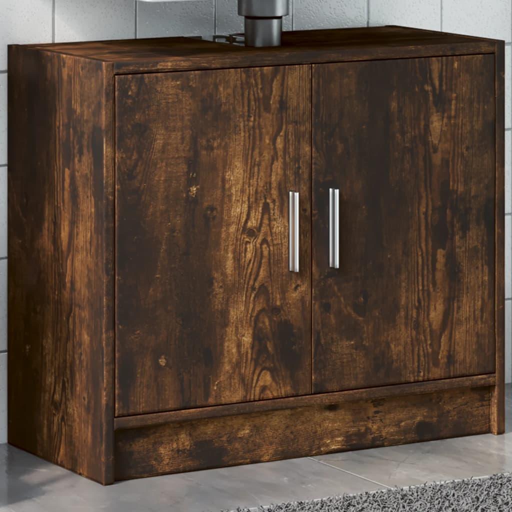 Underskab til håndvask 63x29x55 cm konstrueret træ røget eg