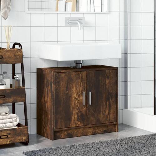 Underskab til håndvask 63x29x55 cm konstrueret træ røget eg