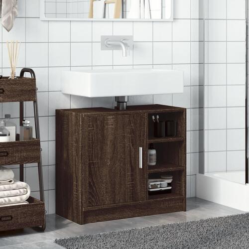 Underskab til håndvask 63x29x55 cm konstrueret træ brunt eg