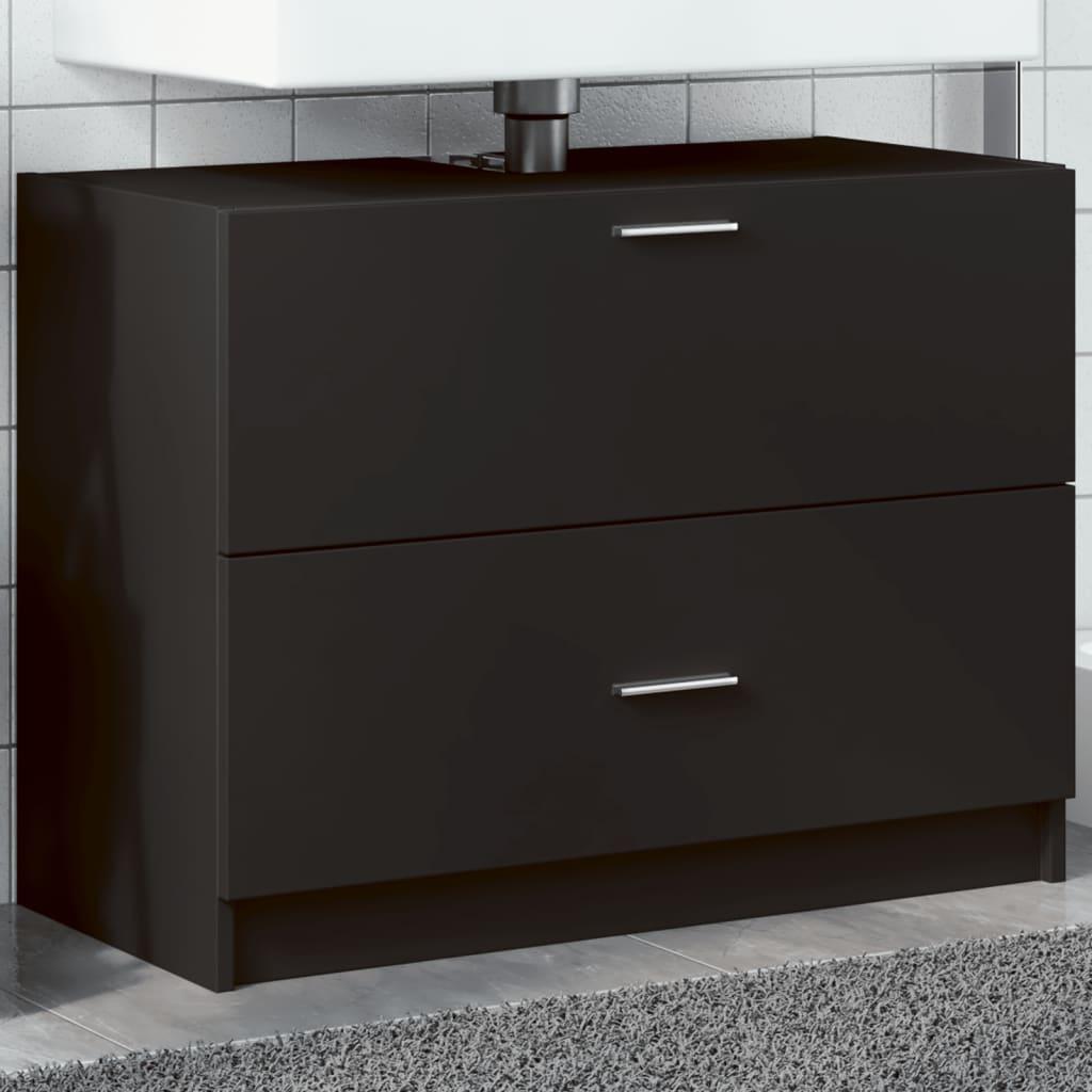 Underskab til håndvask 78x37x59 cm konstrueret træ sort