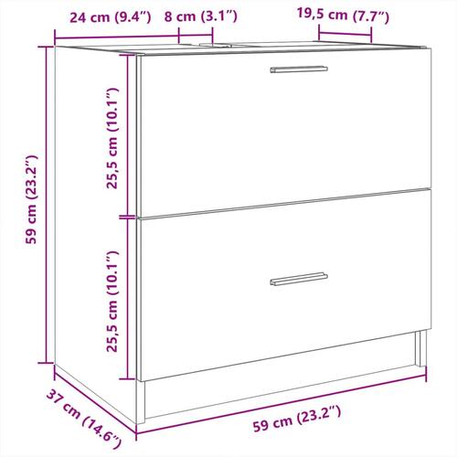 Underskab til håndvask 59x37x59 cm konstrueret træ brunt eg