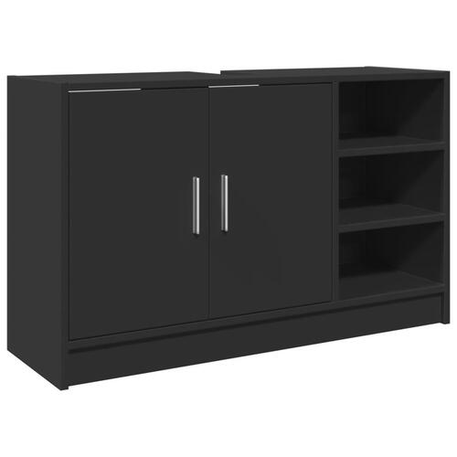 Underskab til håndvask 90x29x55 cm konstrueret træ sort