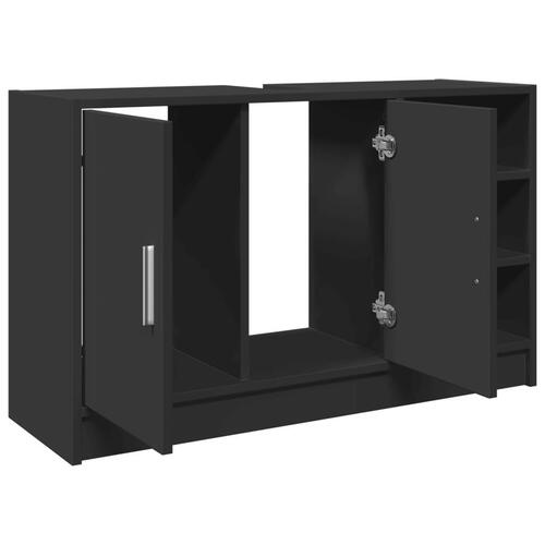 Underskab til håndvask 90x29x55 cm konstrueret træ sort