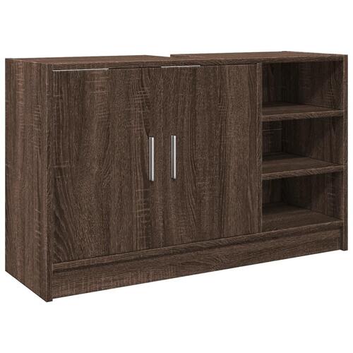 Underskab til håndvask 90x29x55 cm konstrueret træ brunt eg