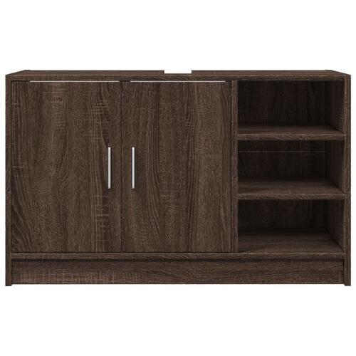 Underskab til håndvask 90x29x55 cm konstrueret træ brunt eg