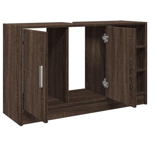 Underskab til håndvask 90x29x55 cm konstrueret træ brunt eg
