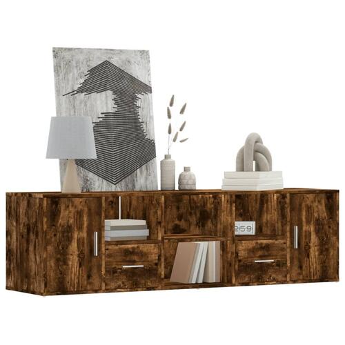 Hjørneskab 160x40x45 cm konstrueret træ røget egetræsfarve