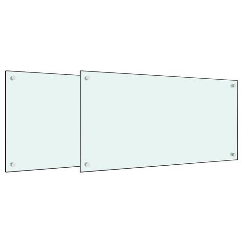 Stænkplader 2 stk. 80x60 cm hærdet glas hvid