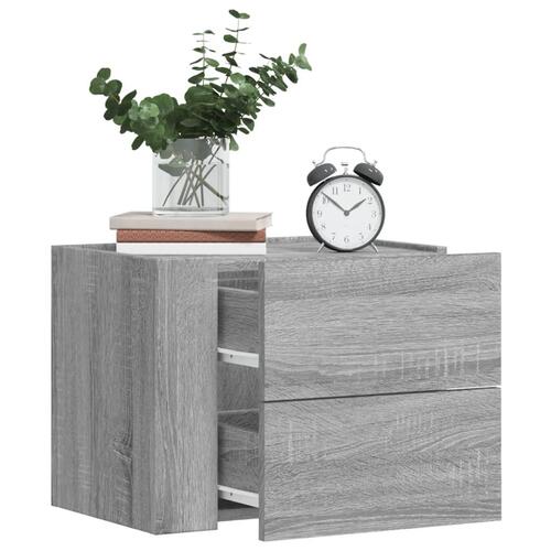 Væghængte sengeborde 2 stk. 45x30x35 cm grå sonoma-eg