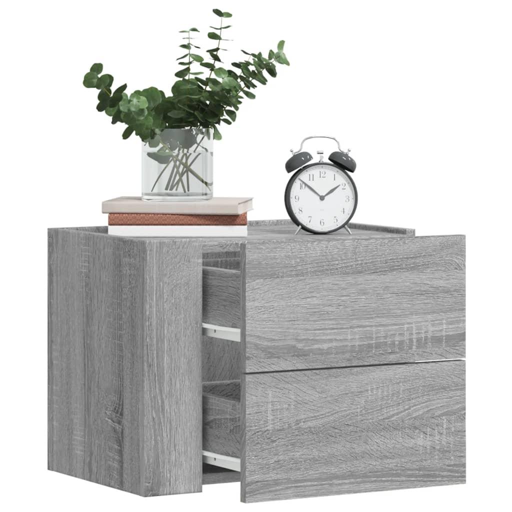 Væghængte sengeborde 2 stk. 45x30x35 cm grå sonoma-eg