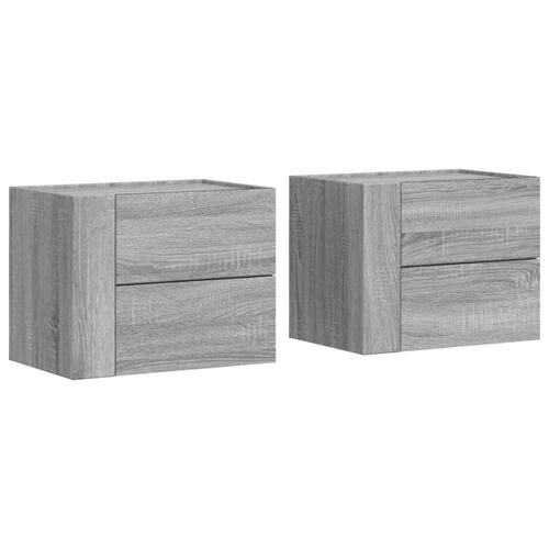 Væghængte sengeborde 2 stk. 45x30x35 cm grå sonoma-eg