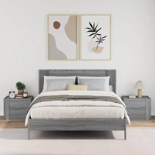 Væghængte sengeborde 2 stk. 45x30x35 cm grå sonoma-eg