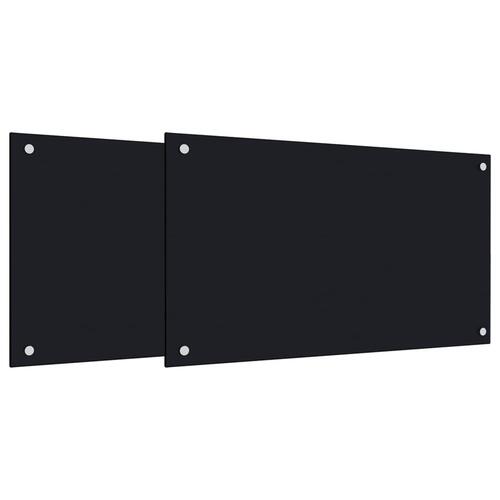 Stænkplader 2 stk. 70x40 cm hærdet glas sort