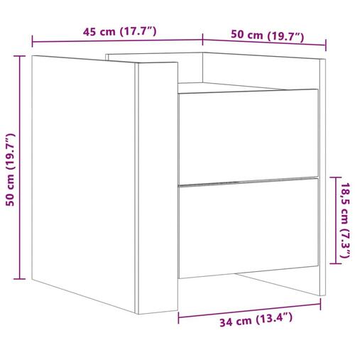 Sengebord 45x50x50 cm konstrueret træ sort